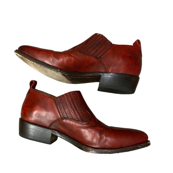 Frye women Billy Shootie Western Ankle Boots Almond Toe Leather Maroon Size 9.5 - Picture 2 of 10